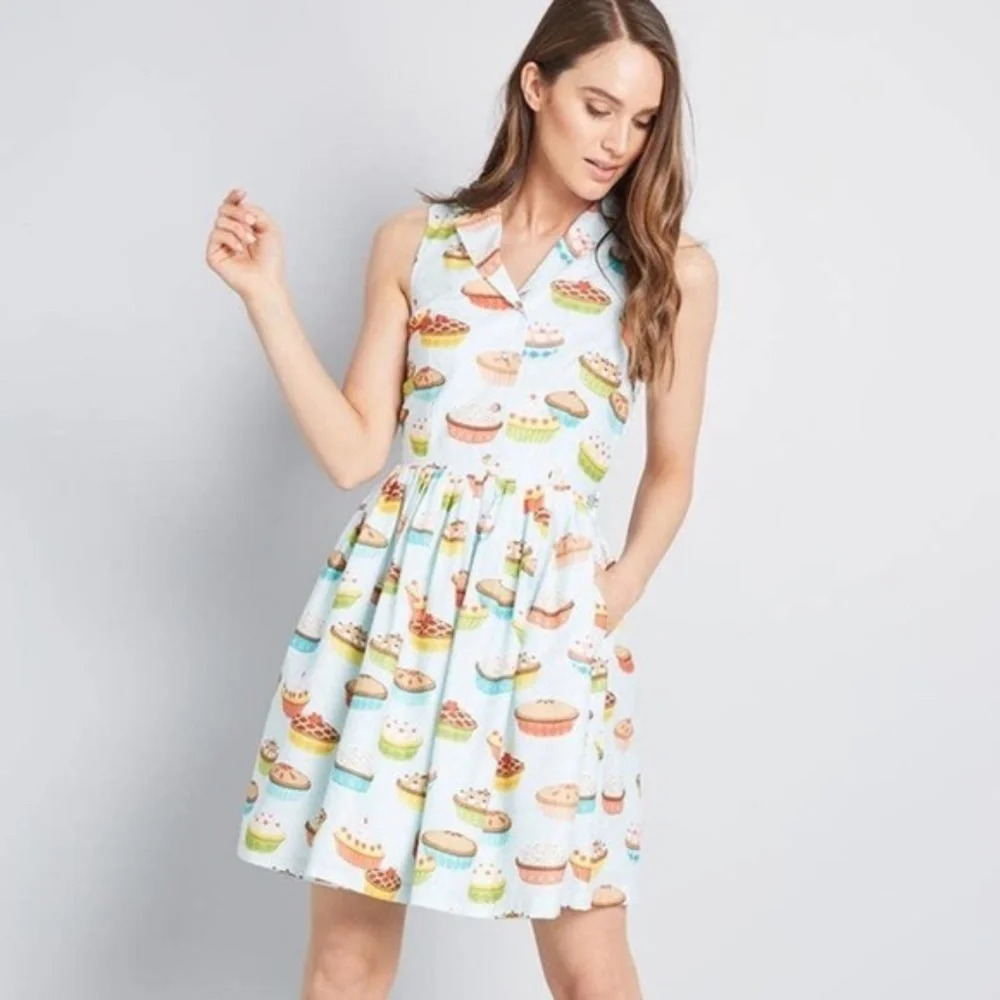 Modcloth "My Kind Of Pie" Blue Retro Dress - Picture 5 of 6
